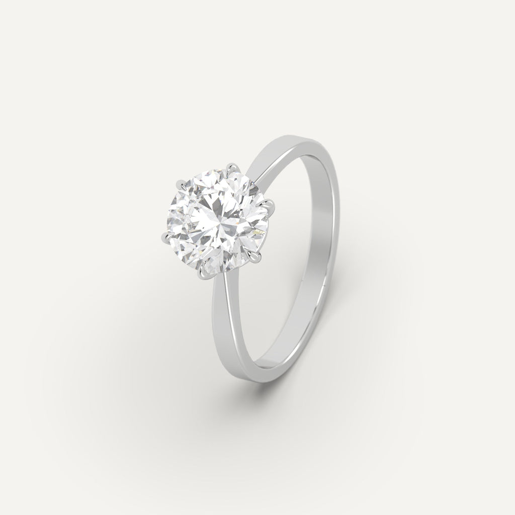 Platinum 2 Carat Engagement Ring Round Cut Diamond