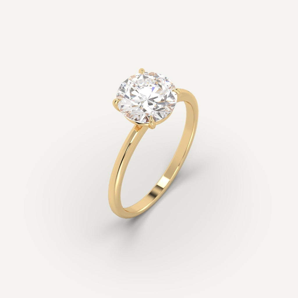 2 Carat Engagement Ring Round Cut Diamond In 14K Yellow Gold