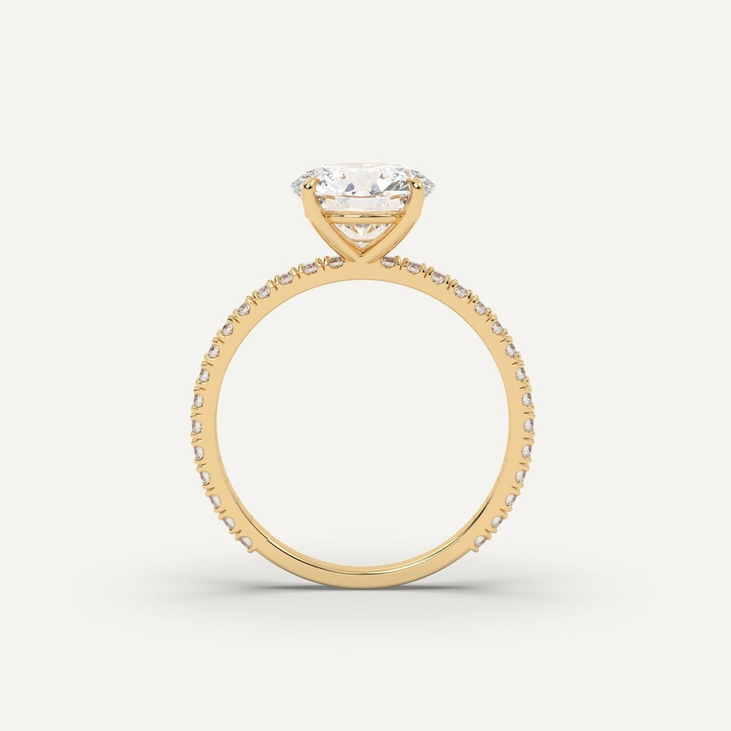 2 Carat Round Cut Engagement Ring In 14K Yellow Gold