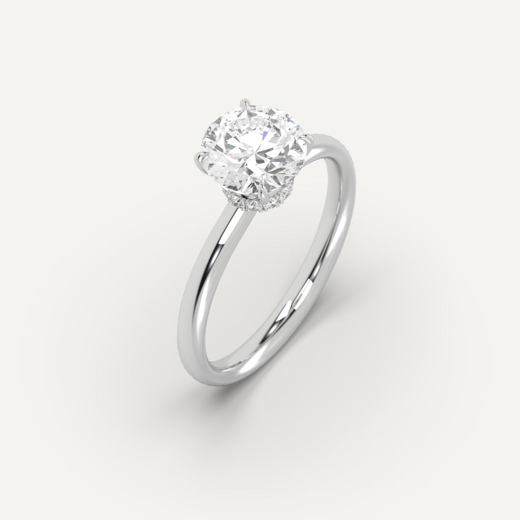 2 Carat Engagement Ring Round Cut Diamond In 14K White Gold