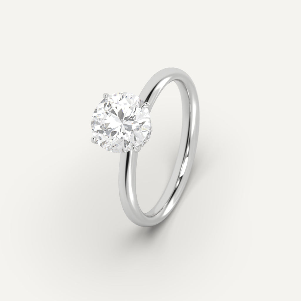 White Gold 2 Carat Engagement Ring Round Cut Diamond