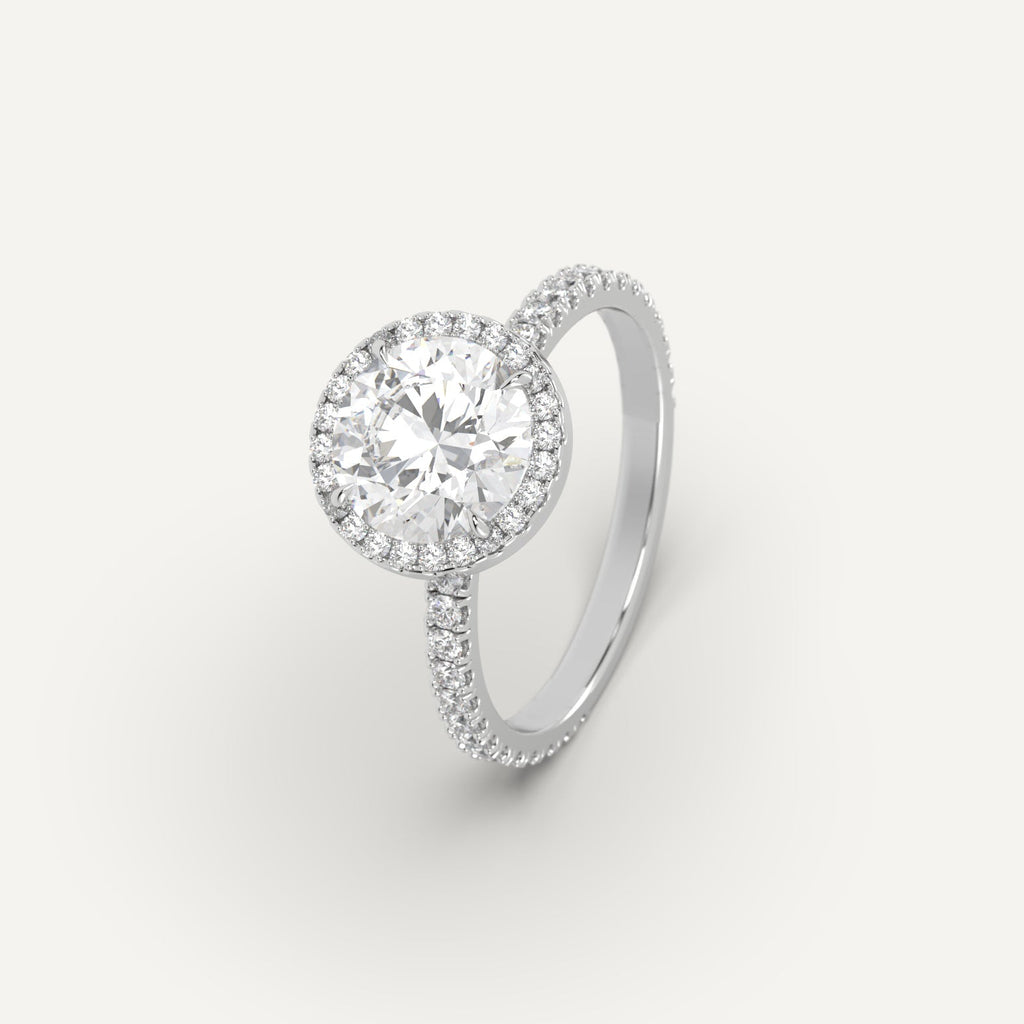 White Gold 2 Carat Engagement Ring Round Cut Diamond