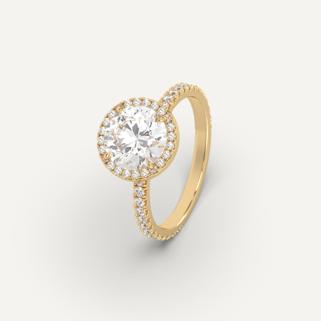 Yellow Gold 2 Carat Engagement Ring Round Cut Diamond