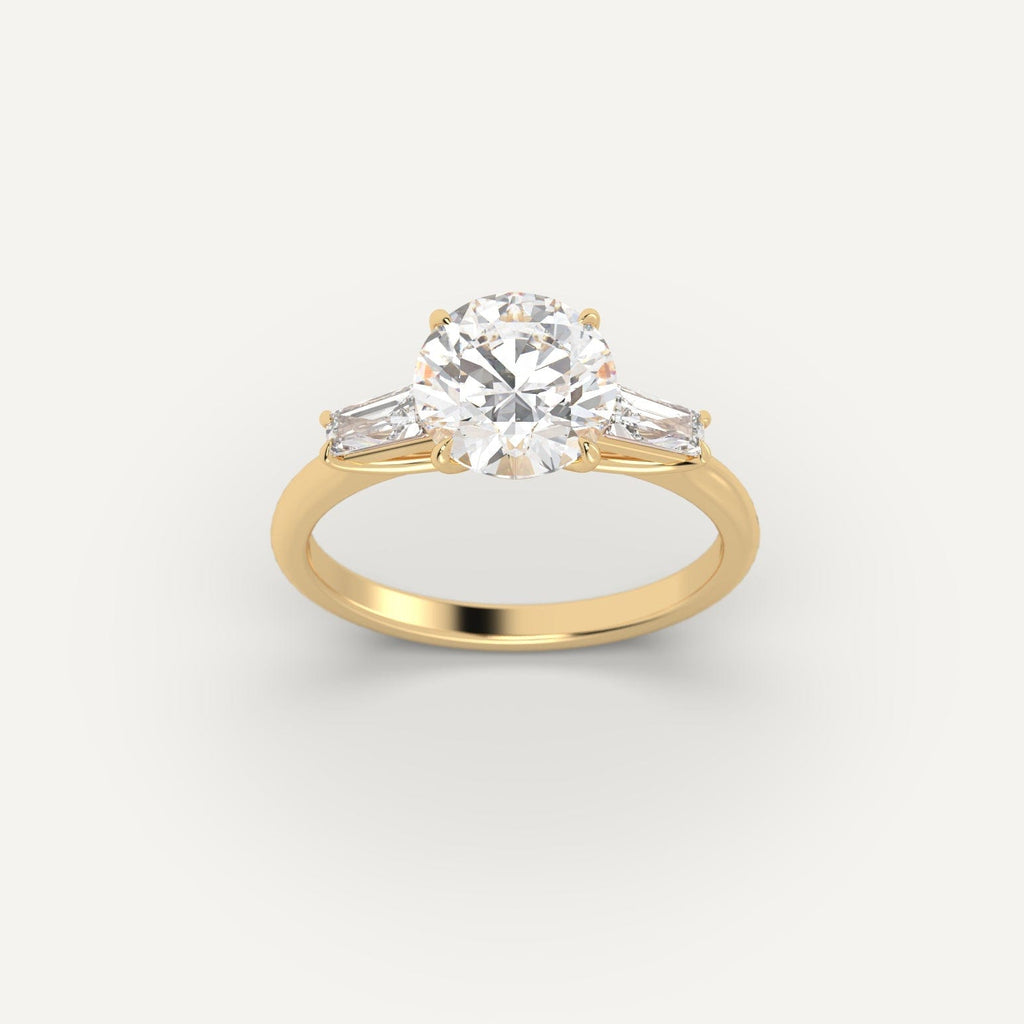 Yellow Gold 2 Carat Engagement Ring On Woman's Hand