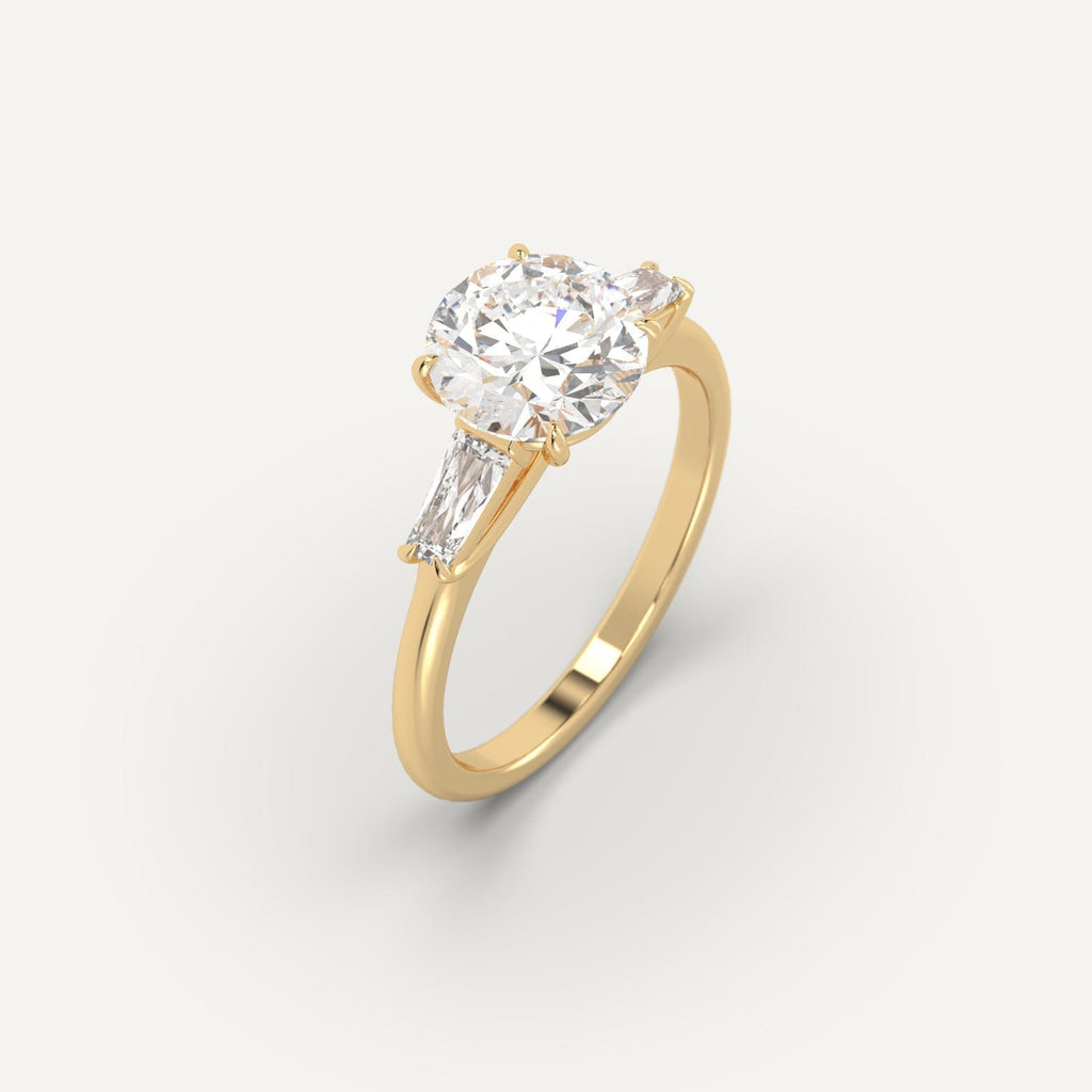 2 Carat Engagement Ring Round Cut Diamond In 14K Yellow Gold