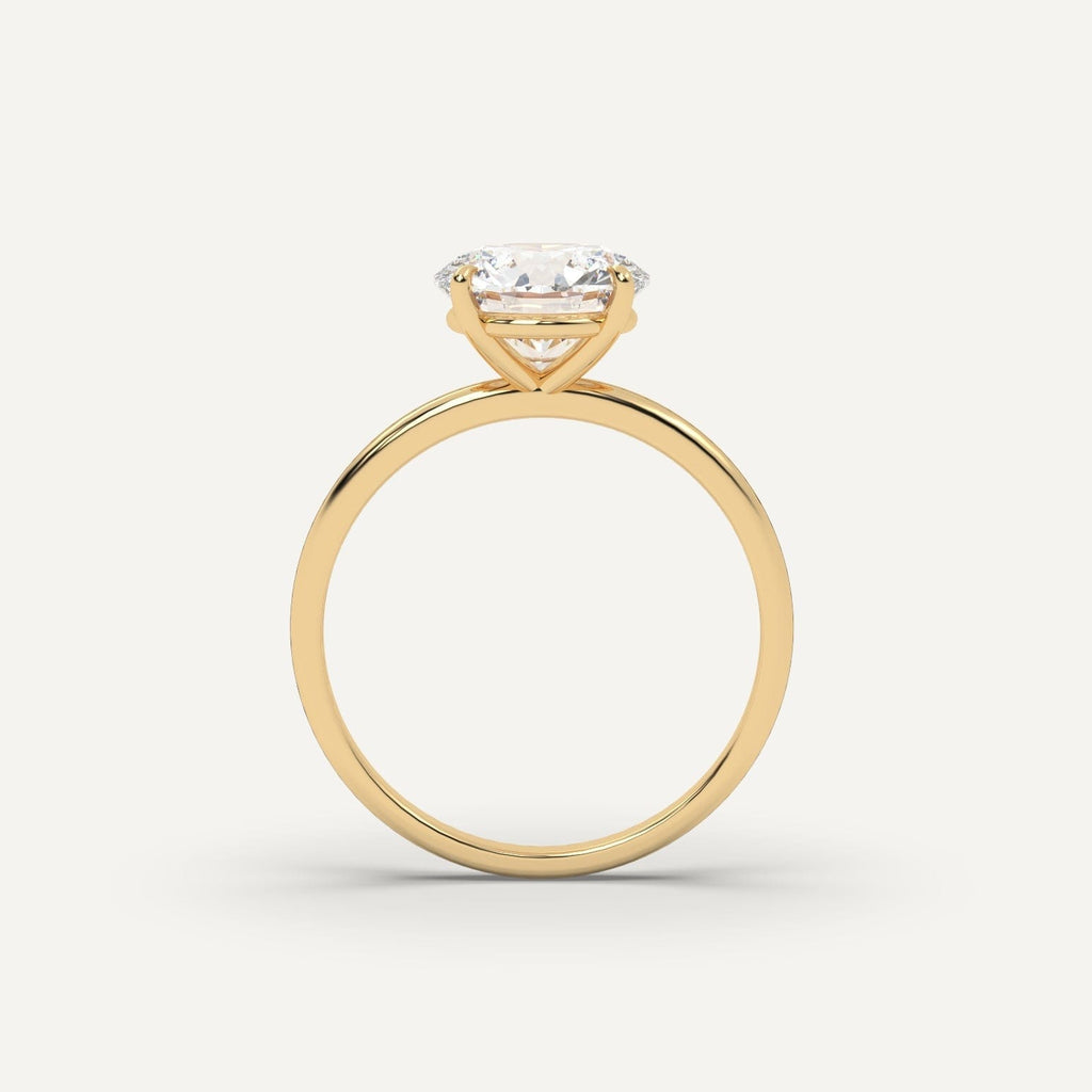 2 Carat Round Cut Engagement Ring In 14K Yellow Gold