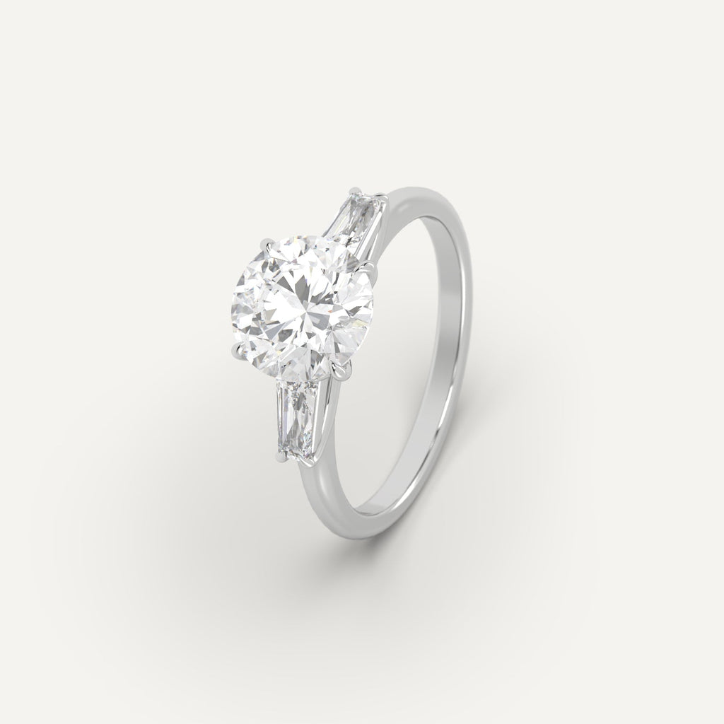 Platinum 2 Carat Engagement Ring Round Cut Diamond