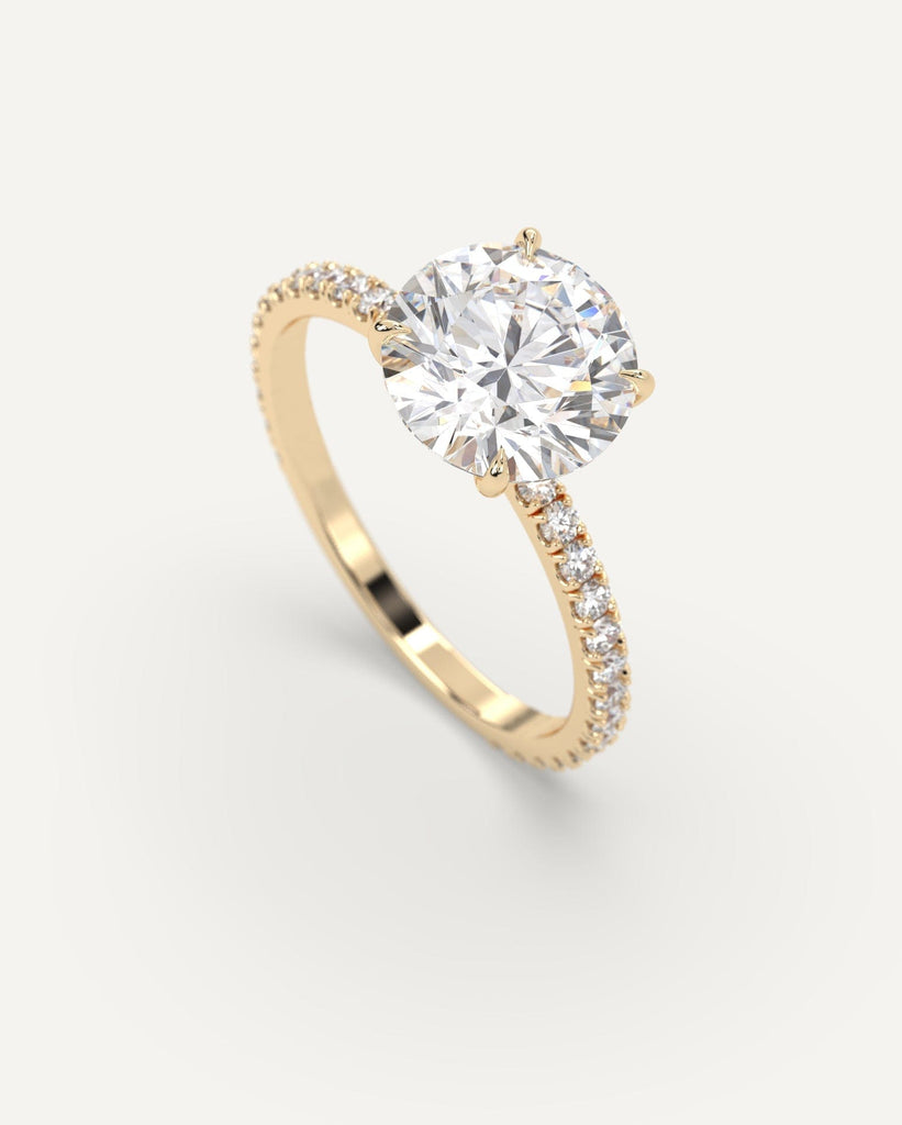 Pave Round Cut Engagement Ring 2 Carat Diamond