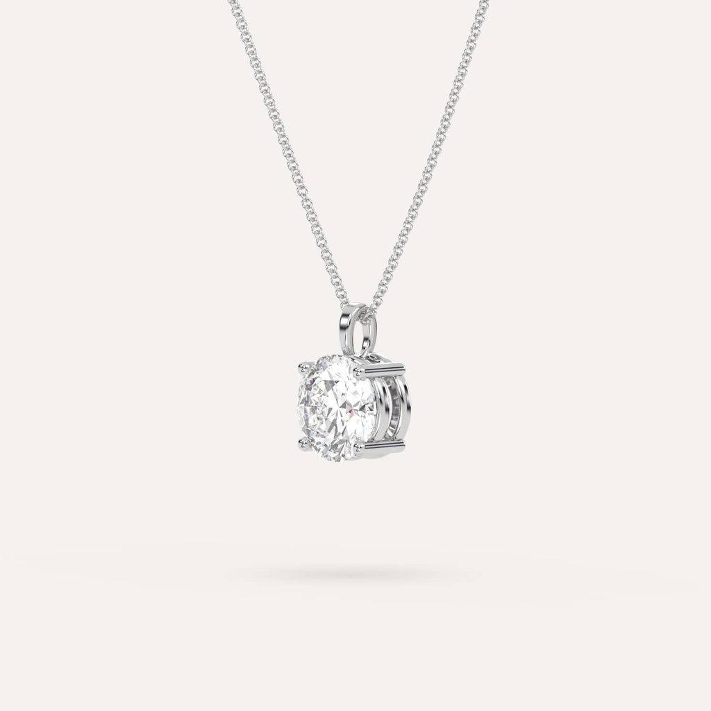 White Gold Pendant Diamond Necklace With 2 Carat Round Diamond