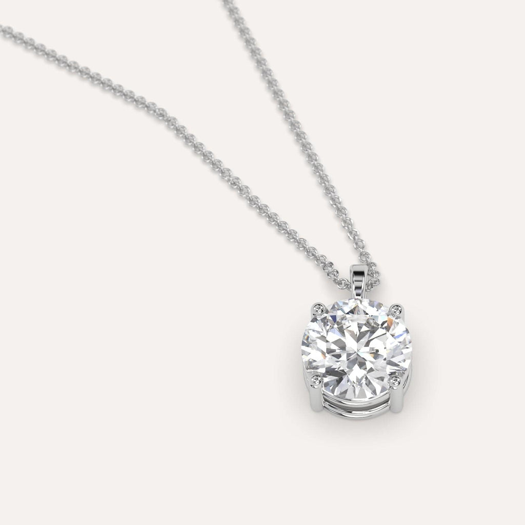 Simple Diamond Pendant Necklace With Round Lab Diamond In White Gold