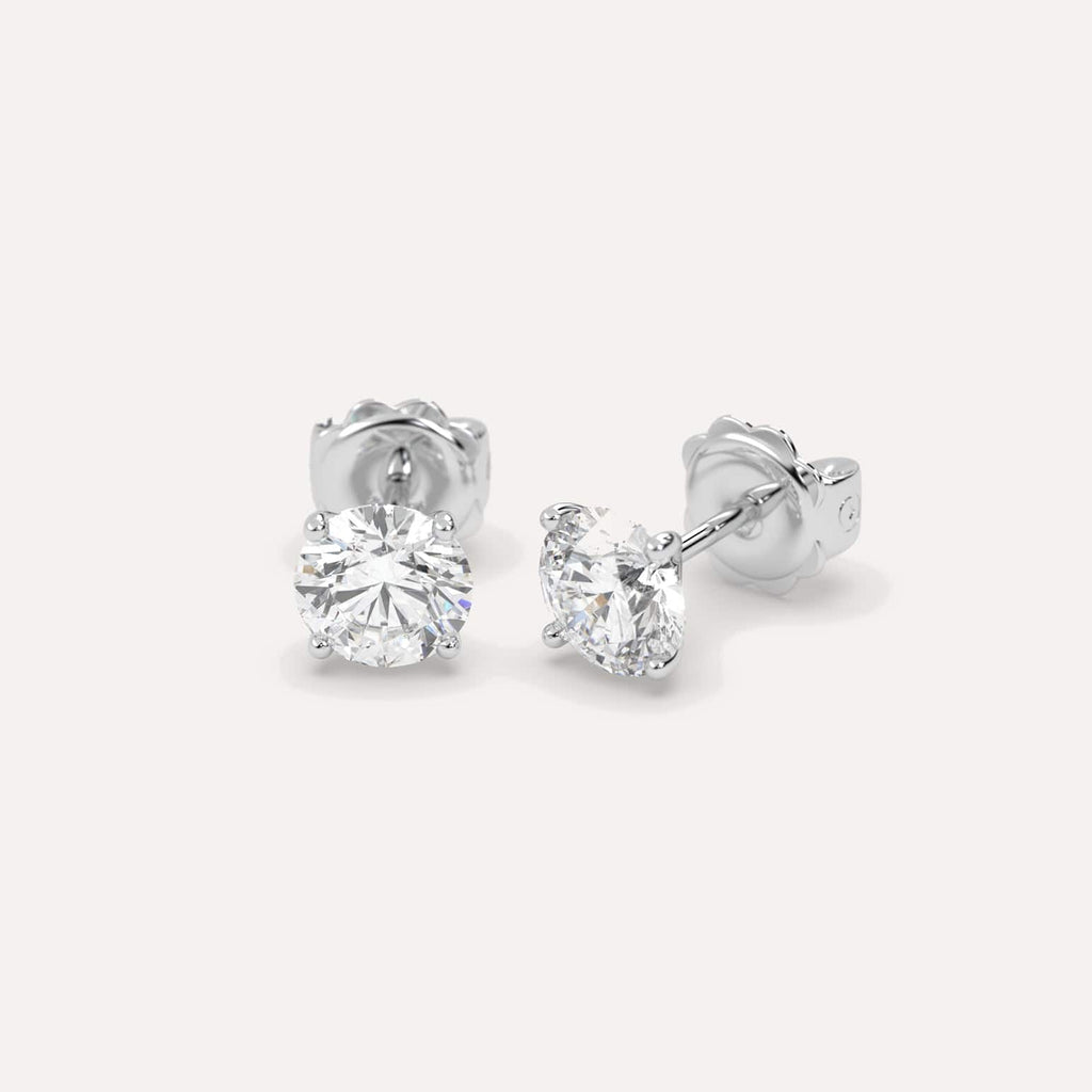 2 Carat White Gold Diamond Stud Earrings For Women