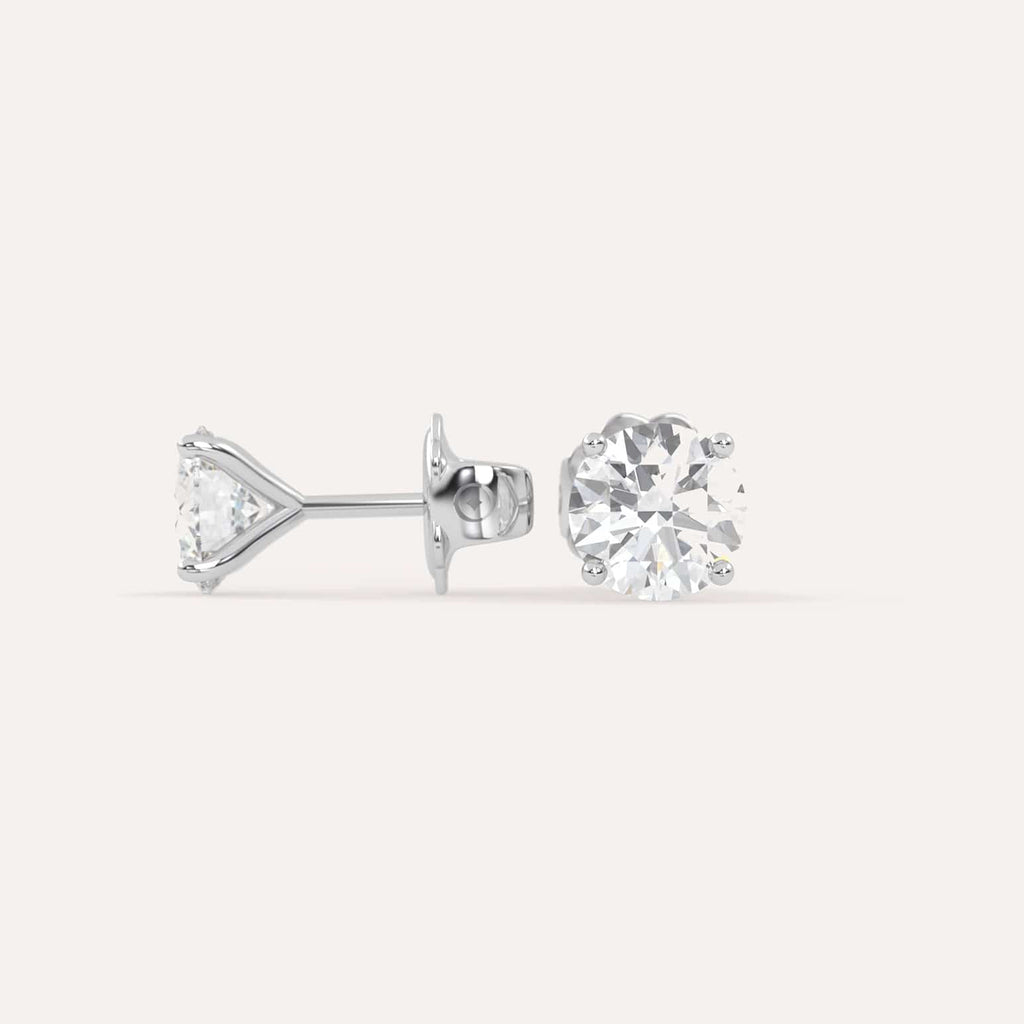 2 carat Butterfly Push Back Diamond Studs in white Gold