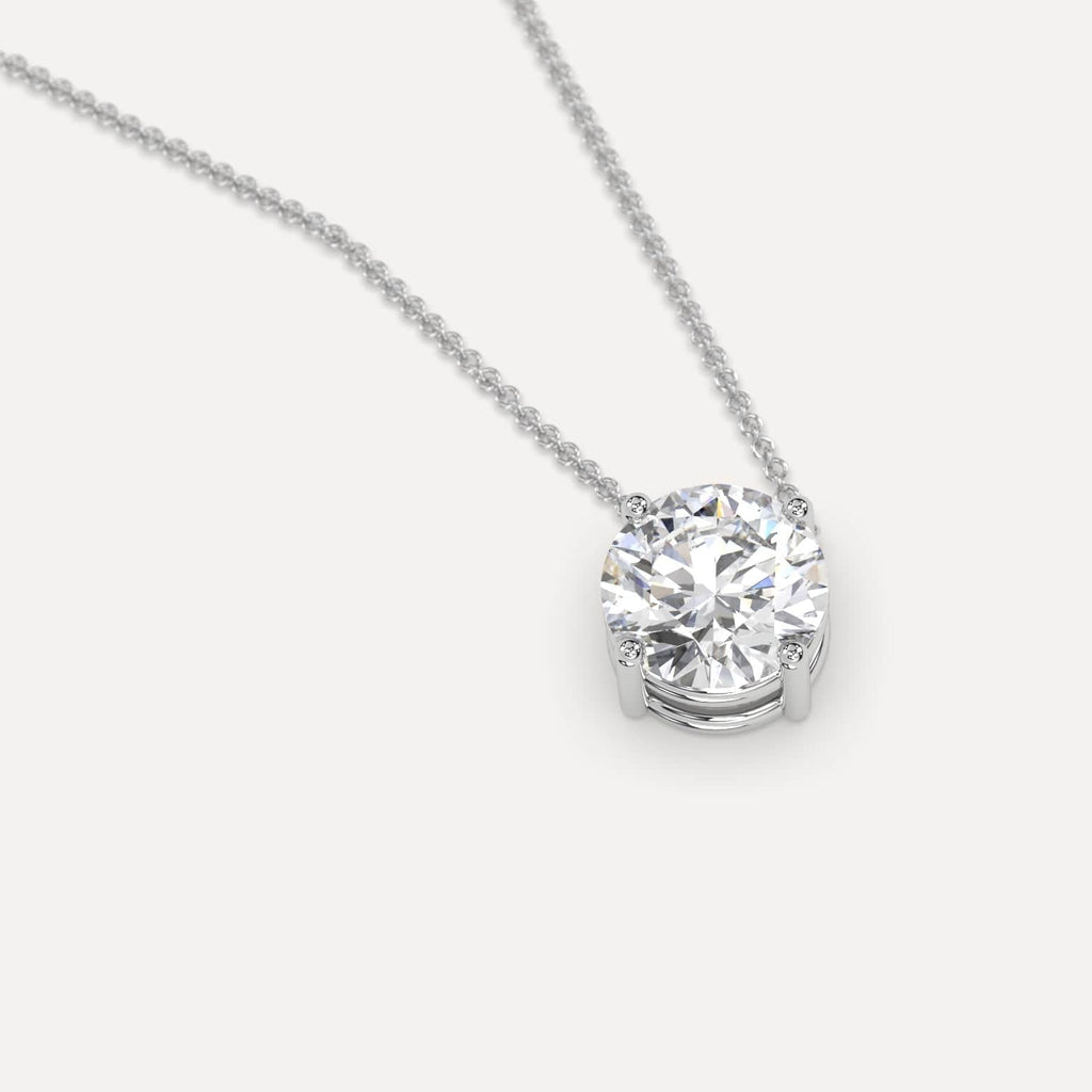 Simple Diamond Floating Necklace With Round Lab Diamond In White Gold