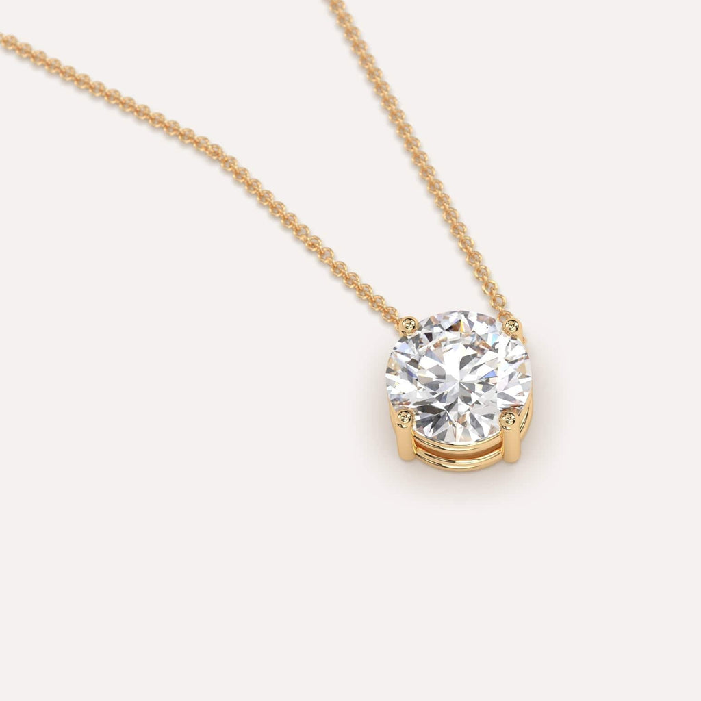 Simple Diamond Floating Necklace With Round Natural Diamond In Yellow Gold