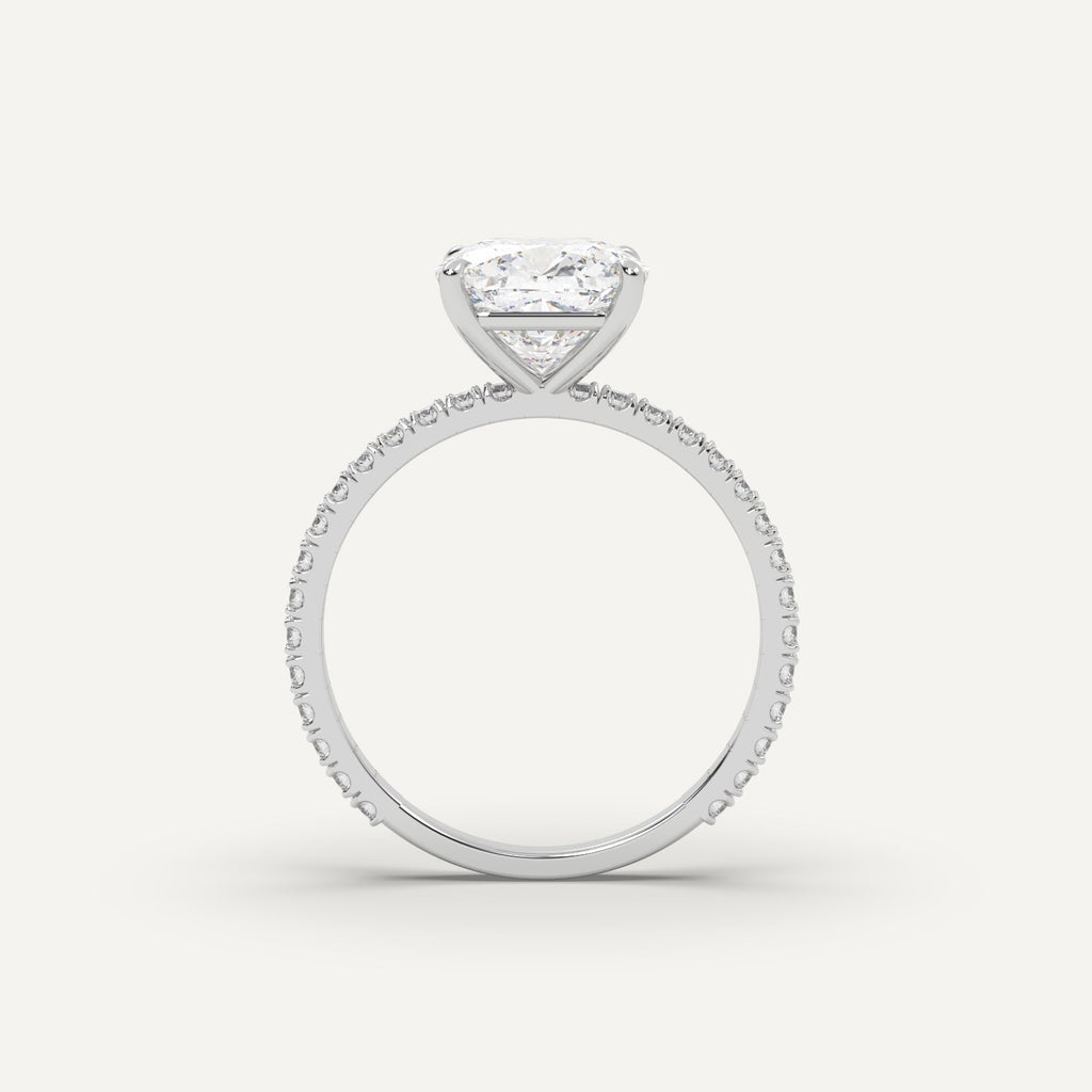 3 Carat Cushion Cut Engagement Ring In 14K White Gold