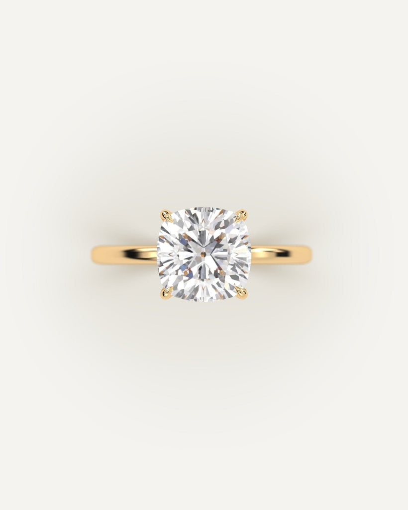 Solitaire Cushion Cut Engagement Ring 3 Carat Diamond