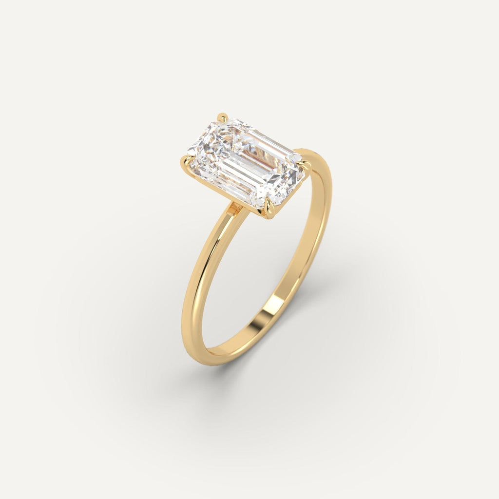 3 Carat Engagement Ring Emerald Cut Diamond In 14K Yellow Gold