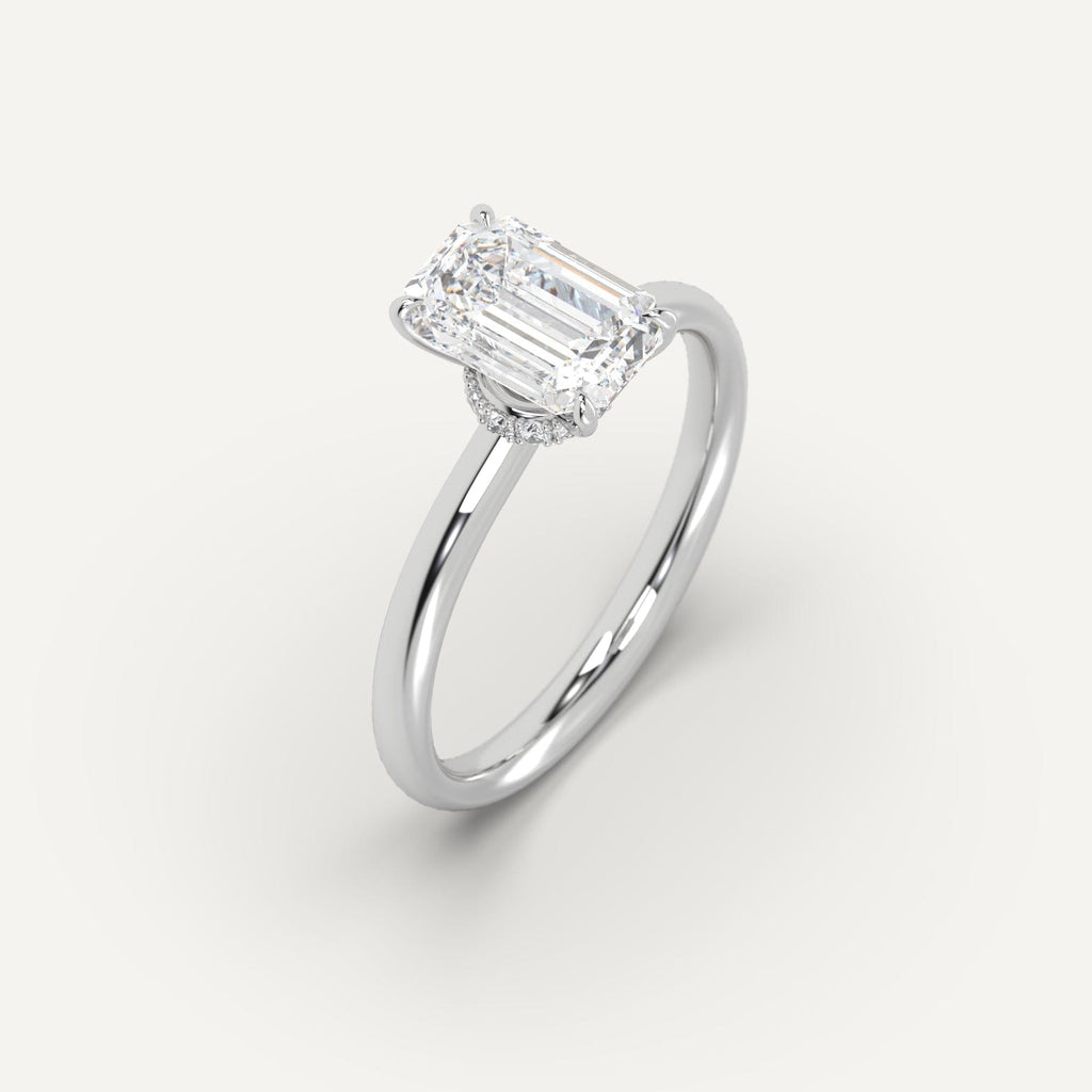 3 Carat Engagement Ring Emerald Cut Diamond In 14K White Gold