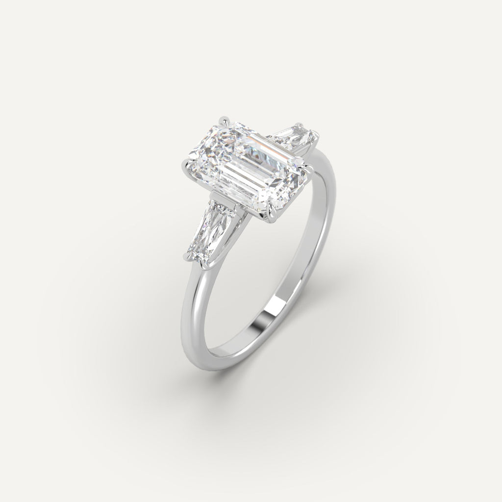 3 Carat Engagement Ring Emerald Cut Diamond In 14K White Gold