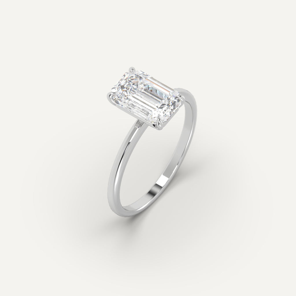 3 Carat Engagement Ring Emerald Cut Diamond In Platinum