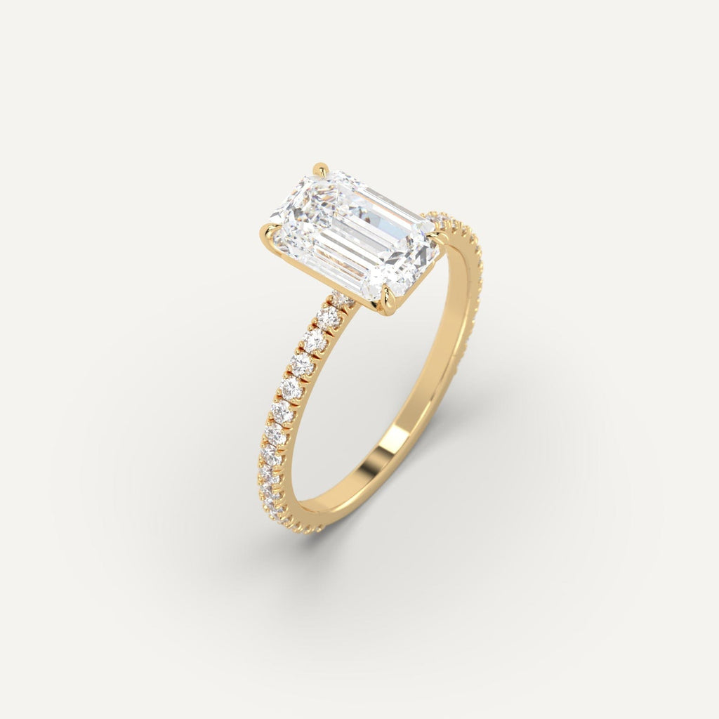 3 Carat Engagement Ring Emerald Cut Diamond In 14K Yellow Gold