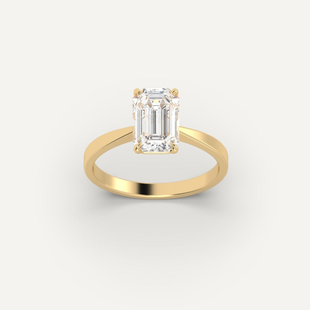 Yellow Gold 3 Carat Engagement Ring On Woman's Hand