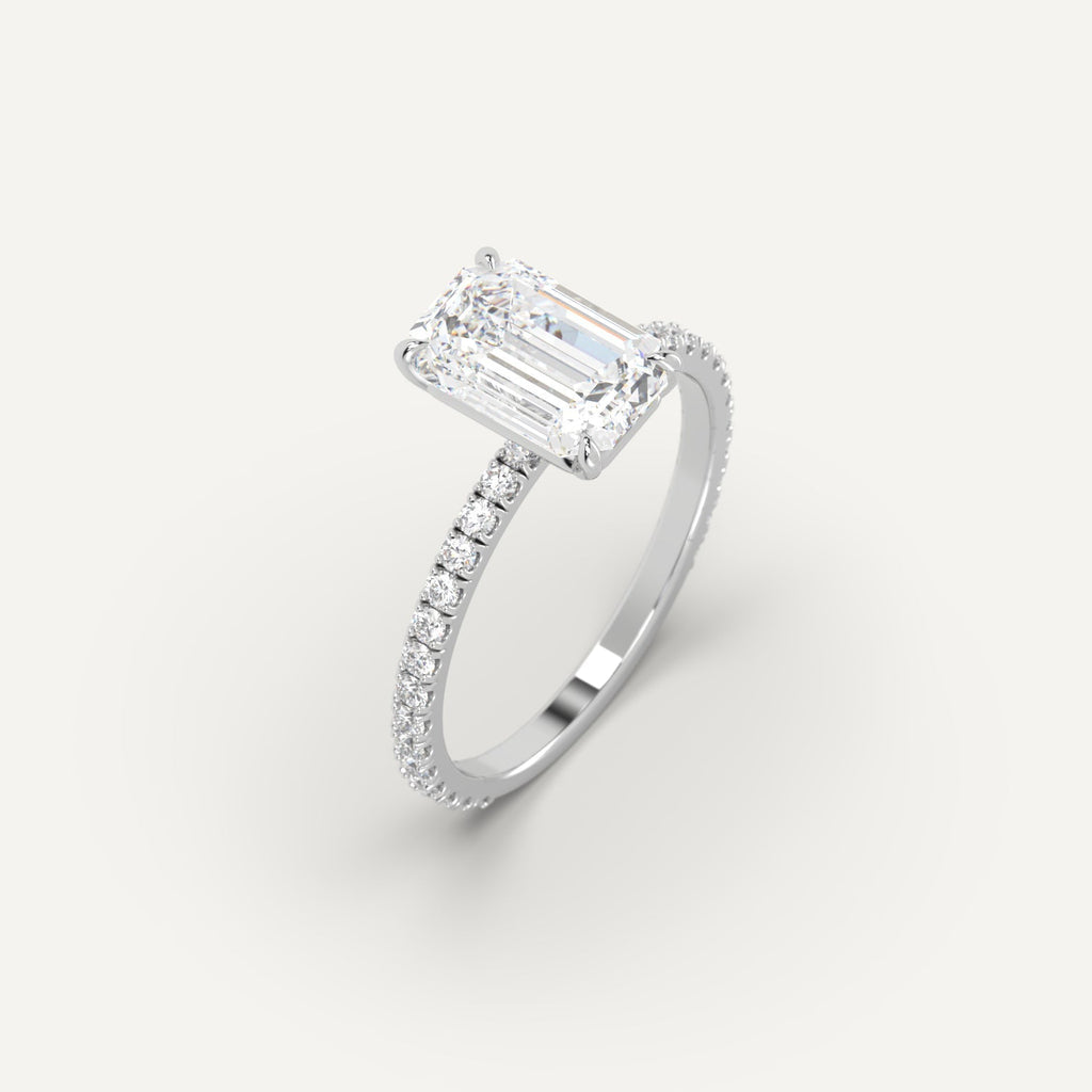 3 Carat Engagement Ring Emerald Cut Diamond In Platinum