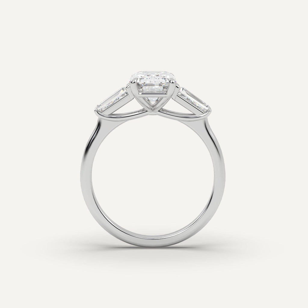 3 Carat Emerald Cut Engagement Ring In Platinum