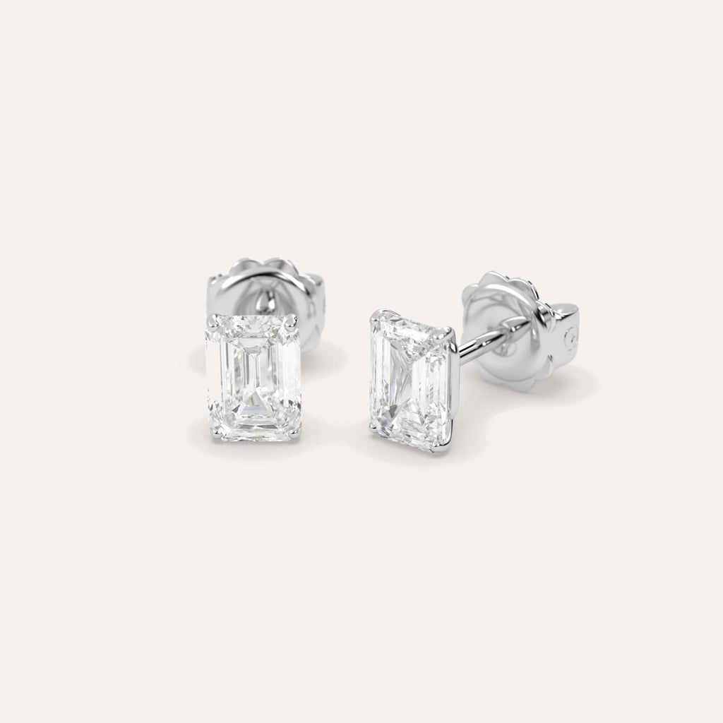 3 Carat White Gold Diamond Stud Earrings For Women