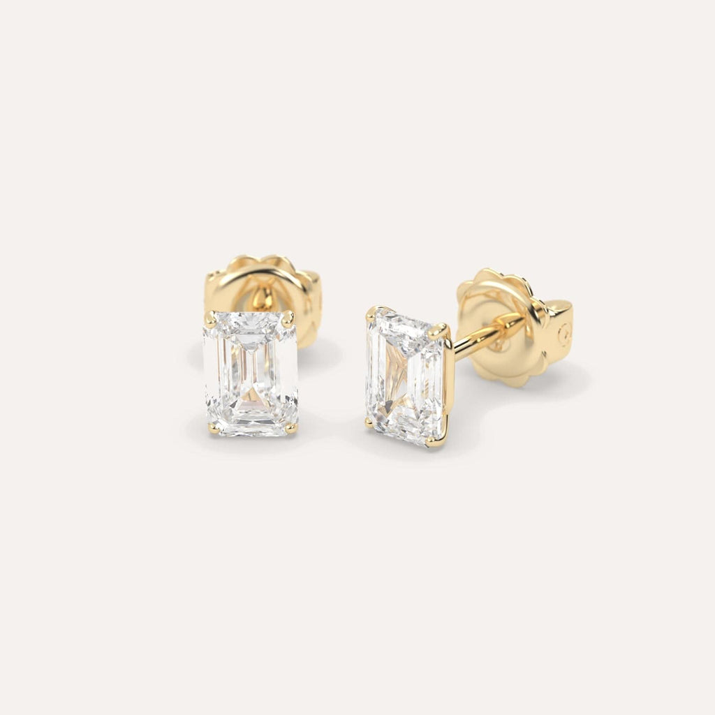 3 Carat Yellow Gold Diamond Stud Earrings For Women