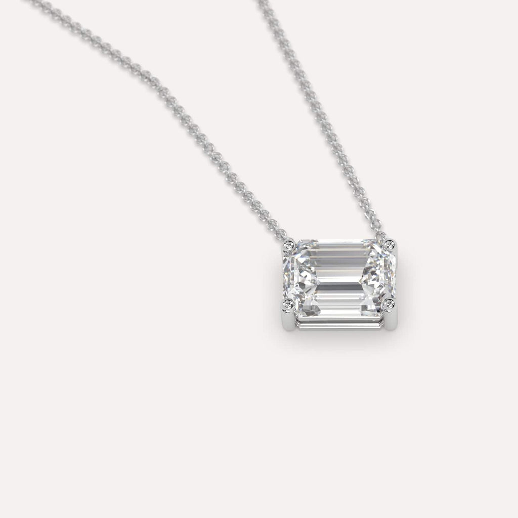 Simple Diamond Floating Necklace With Emerald Natural Diamond In White Gold