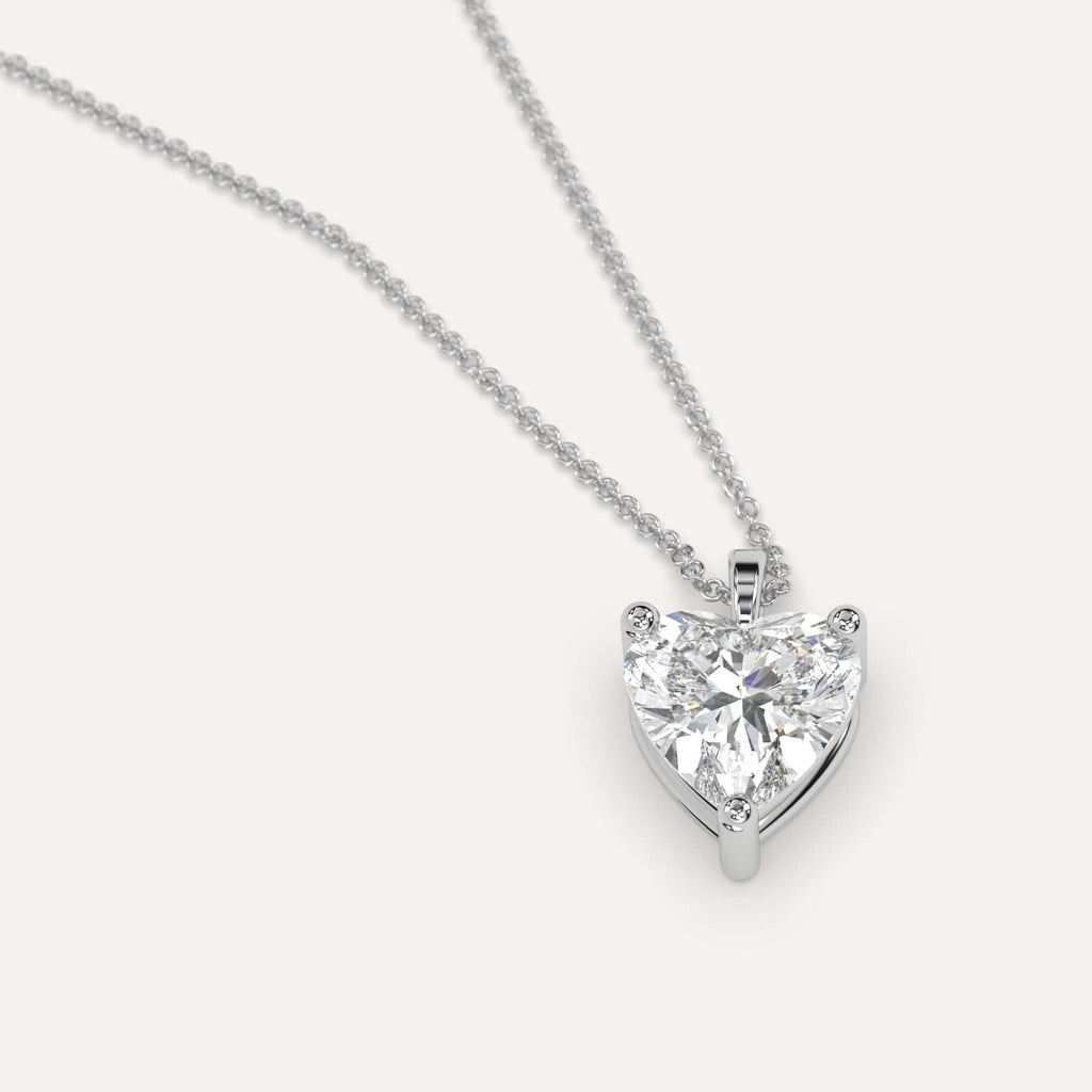 Simple Diamond Pendant Necklace With Heart Natural Diamond In White Gold