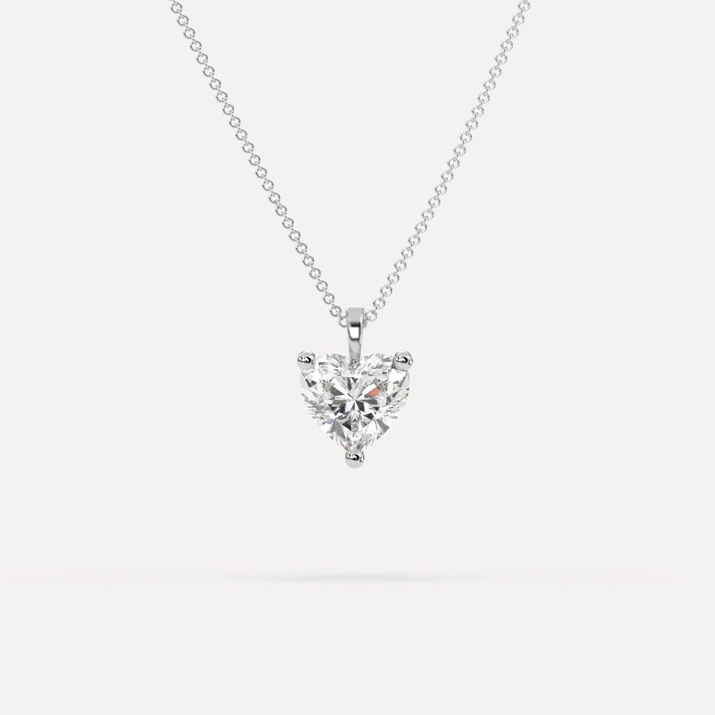 3 Carat Simple Solitaire Diamond Pendant Necklace In 14K White Gold