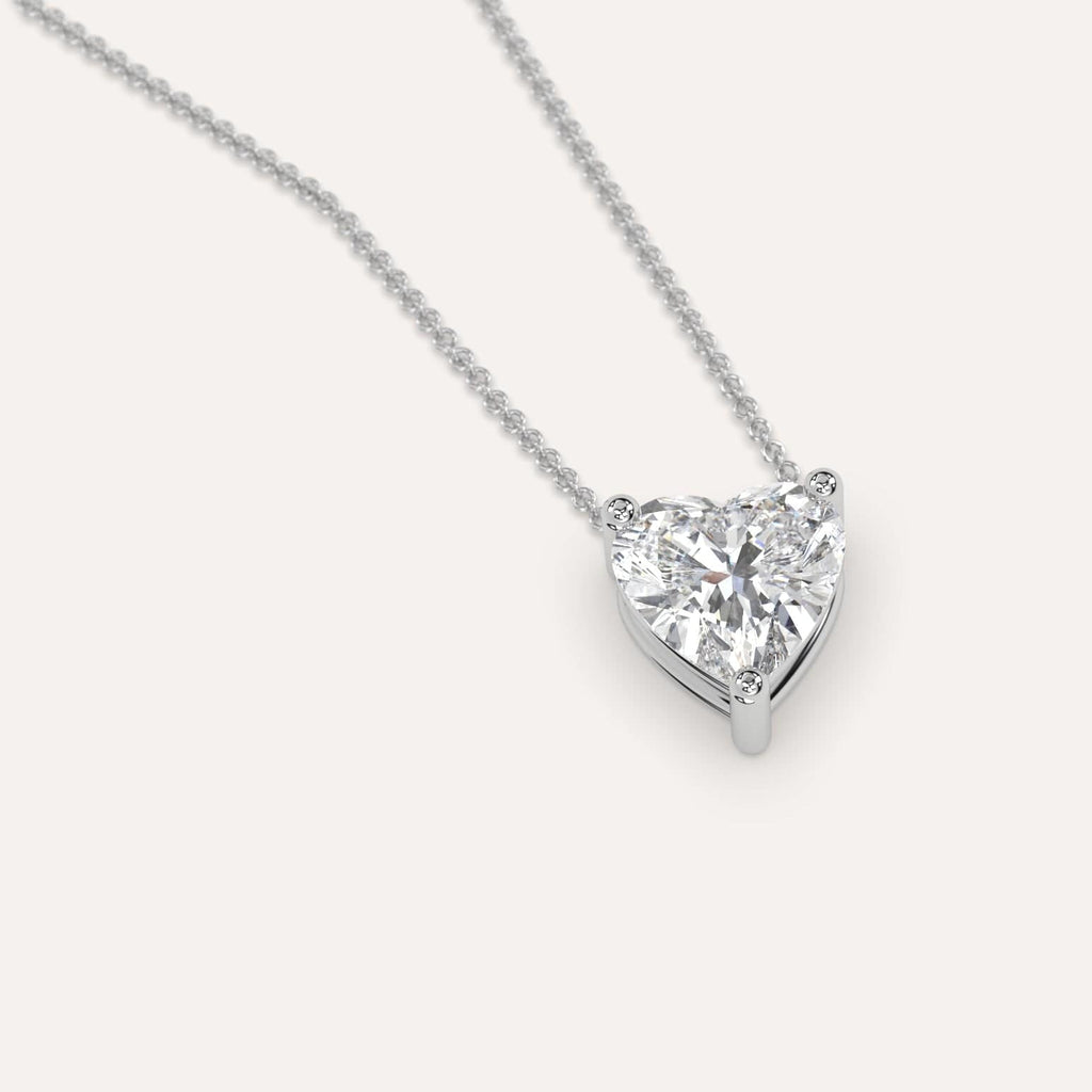Simple Diamond Floating Necklace With Heart Natural Diamond In White Gold