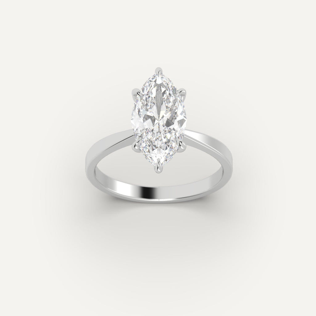 White Gold 3 Carat Engagement Ring On Woman's Hand