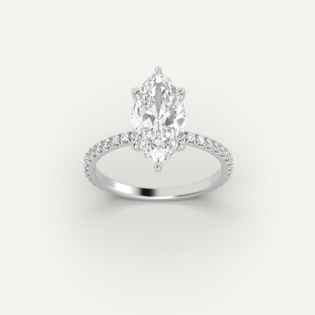 White Gold 3 Carat Engagement Ring On Woman's Hand