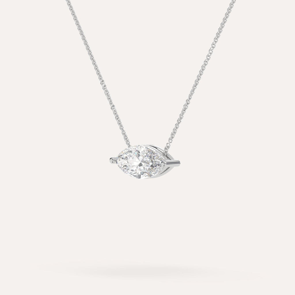 White Gold Floating Diamond Necklace With 3 Carat Marquise Diamond