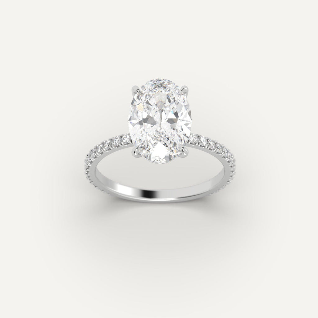 White Gold 3 Carat Engagement Ring On Woman's Hand