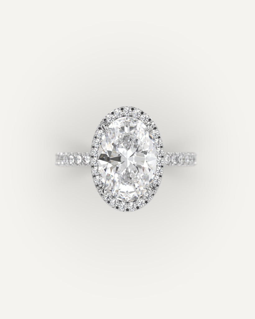 Halo Oval Cut Engagement Ring 3 Carat Diamond