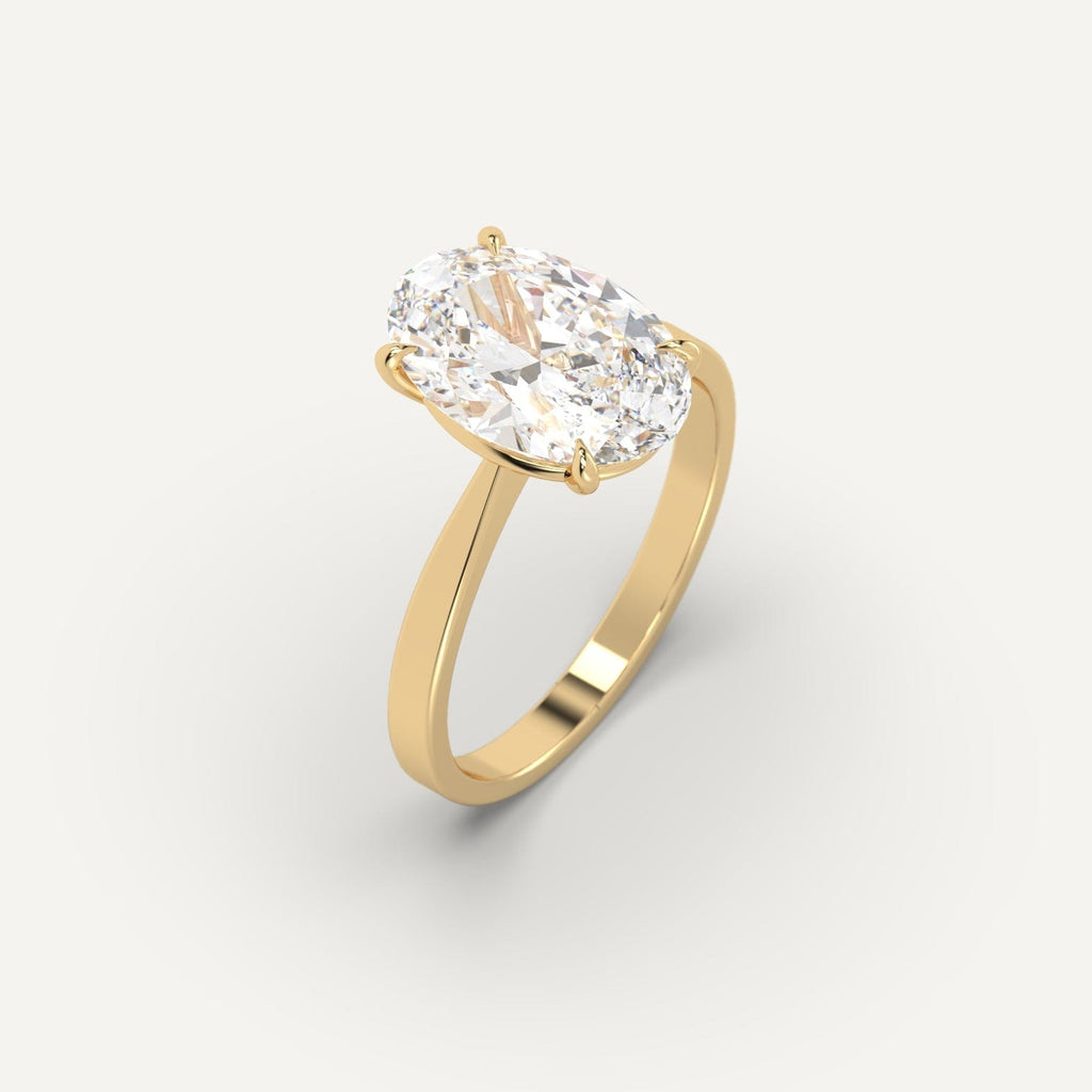 3 Carat Engagement Ring Oval Cut Diamond In 14K Yellow Gold