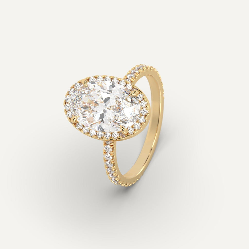 Yellow Gold 3 Carat Engagement Ring Oval Cut Diamond