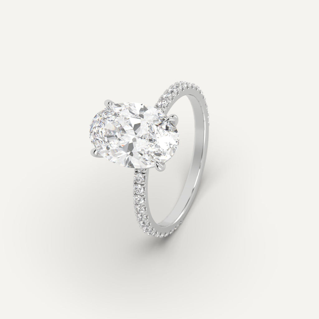 White Gold 3 Carat Engagement Ring Oval Cut Diamond