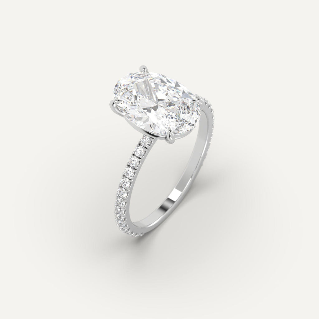 3 Carat Engagement Ring Oval Cut Diamond In 14K White Gold