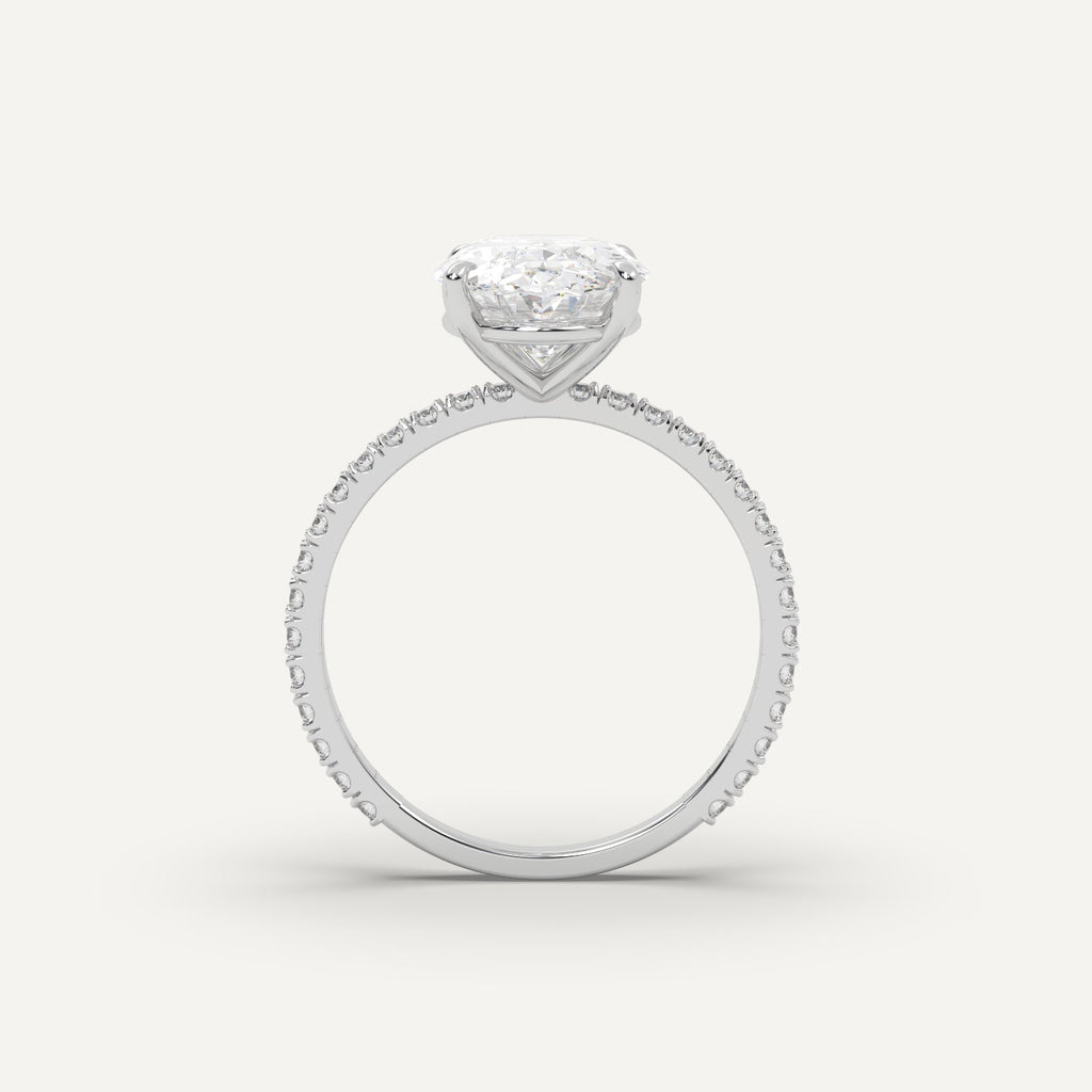 3 Carat Oval Cut Engagement Ring In 14K White Gold