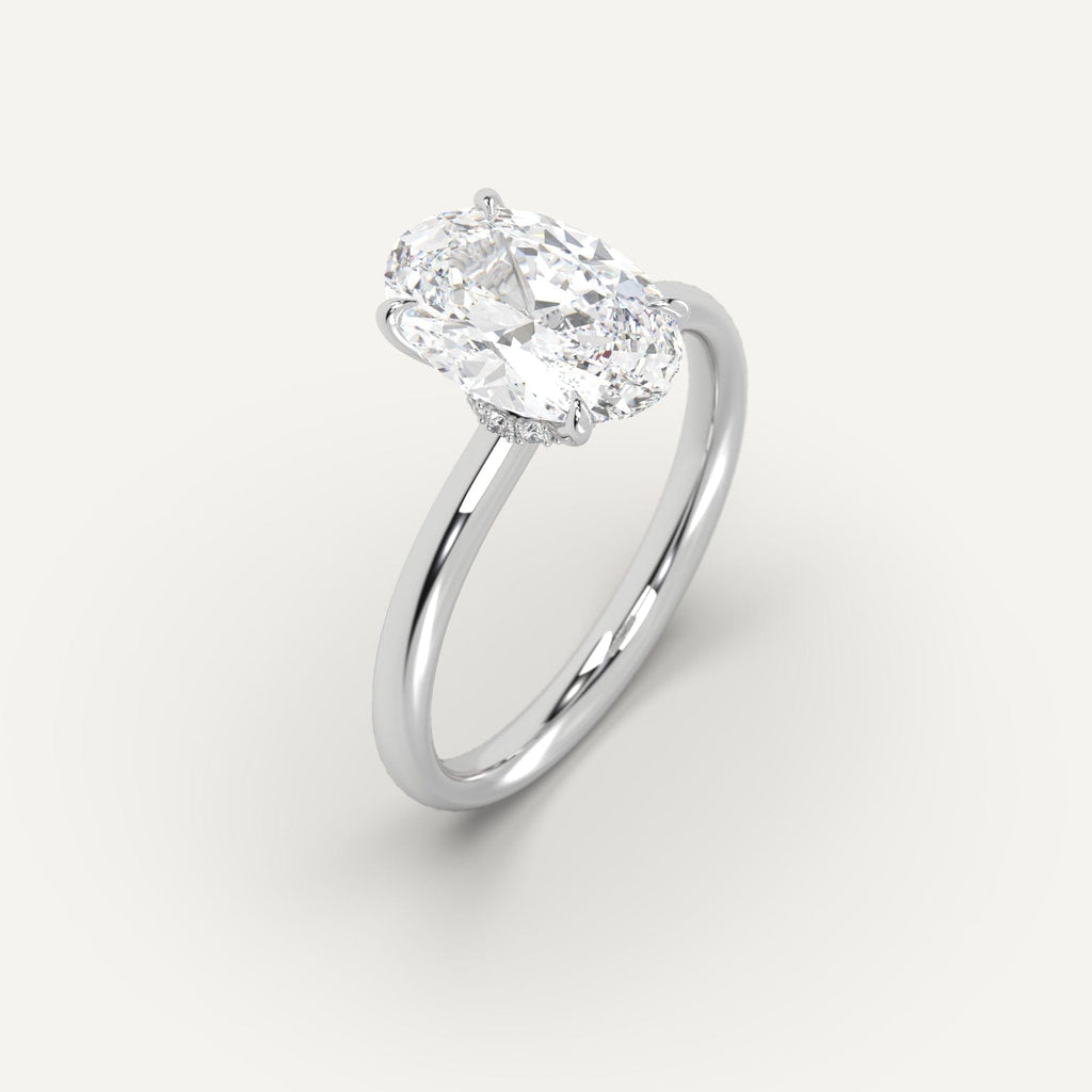 3 Carat Engagement Ring Oval Cut Diamond In 14K White Gold