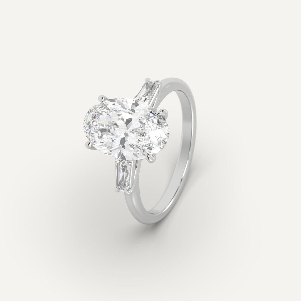 White Gold 3 Carat Engagement Ring Oval Cut Diamond