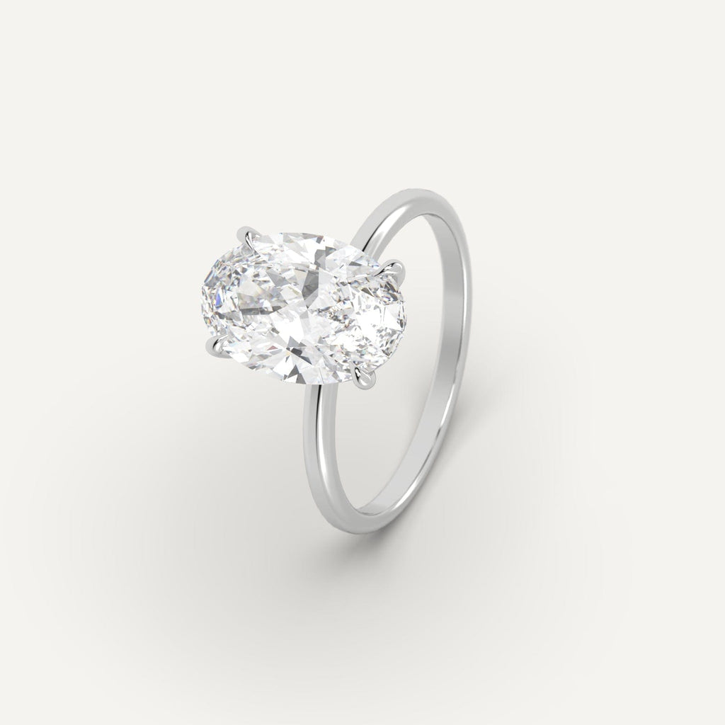 Platinum 3 Carat Engagement Ring Oval Cut Diamond