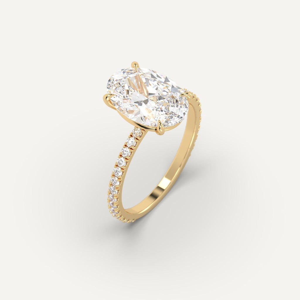 3 Carat Engagement Ring Oval Cut Diamond In 14K Yellow Gold