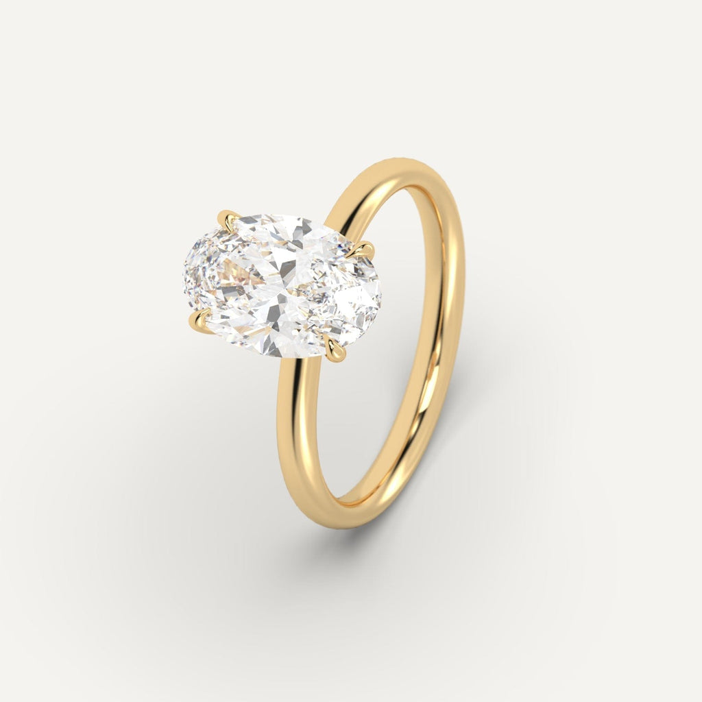 Yellow Gold 3 Carat Engagement Ring Oval Cut Diamond