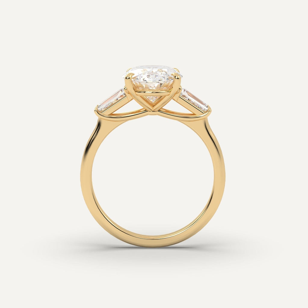 3 Carat Oval Cut Engagement Ring In 14K Yellow Gold